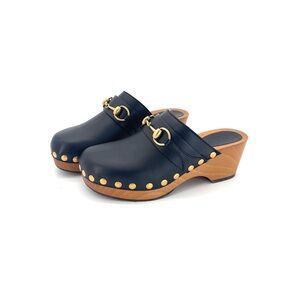 Gucci Bit Buckle Studded Horsebit Slip On Platform Clogs 36.5